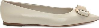 Ferragamo Off White Slip On Ballet Flats