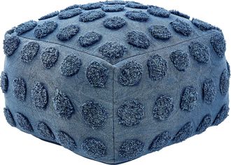 Beliani Puf De Algod&oacute;n Azul 50 X 50 Cm Relleno Eps Patr&oacute;n Geom&eacute;trico Lunares Vishvi
