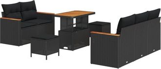 vidaXL Vidaxl - Garden Sofa Set with Cushion 8 pcs Black Poly rattan