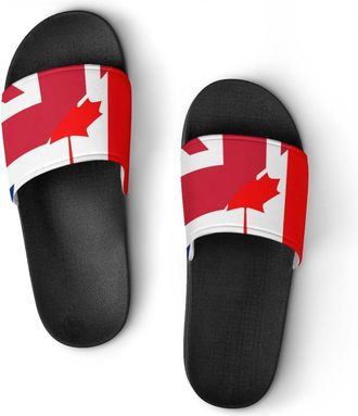 Generic Birtish And Canada Flag Unisex Beach Slippers & Pool Slides Anti-Slip House Shoes for Home Outdoor