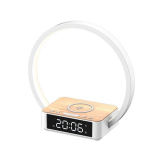 OEM L&aacute;mpara De Escritorio Multifuncional Con Carga Inal&aacute;mbrica, L&aacute;mpara De Mesita De Noche, Despertador Inteligente Led Panor&aacute;mico Con Protecci&oacute;n Ocular, 