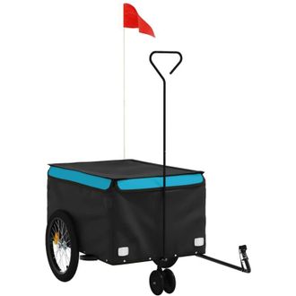 vidaXL Vidaxl - Remolque Para Bicicleta Hierro Negro Y Azul 30 Kg