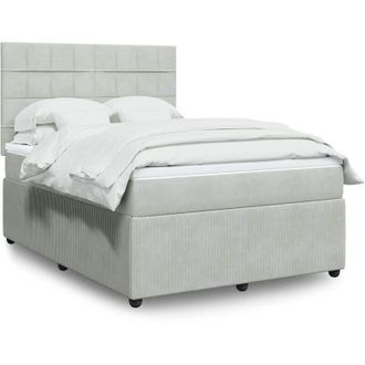 vidaXL Vidaxl - Cama Box Spring Con Colch&oacute;n Terciopelo Gris Claro 160x200 Cm