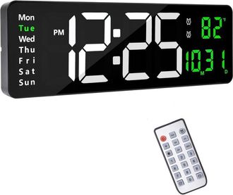 OEM Reloj De Pared Digital De 16 Pulgadas, Gran Reloj Digital Led Con Brillo Ajustable Y Control Remoto, Reloj Digital, Temporizador De Cuenta Regresiva Y