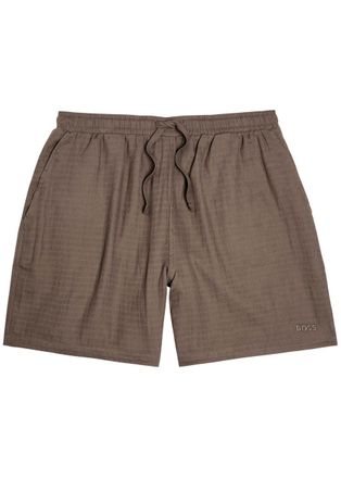 BOSS Boss Logo-embroidered Cotton Shorts - Khaki - XL