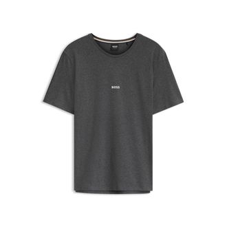BOSS Stretch-cotton pajama top with signature-stripe tape