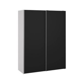 Dmora Dmora - Armario 2 Puertas Maurice, Muebles De Dormitorio, Vestidor, Armario De Ropa, 150x61 H200 Cm, Blanco Y Negro