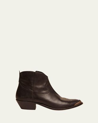 Golden Goose Young Leather Zip Cowboy Ankle Boots