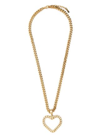 Moschino heart-pendant curb-chain necklace - women - Aluminium/Brass - One Size - Gold