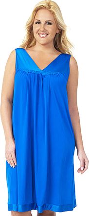 Exquisite Form Womens Coloratura Sleeveless Short Gown Nightgown, Rocky Blue, Small