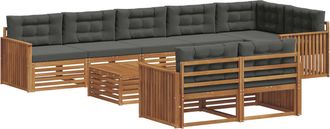 vidaXL Conjunto De Sof&aacute;s De Exterior 9 Uds. Natural Y Antracita Vidaxl