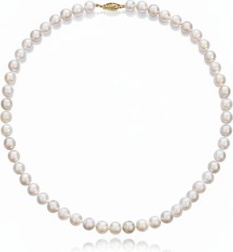Liv Oliver 14K Solid Gold Classic Pearl Necklace