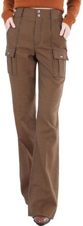 Chlo&eacute; Ladies In Houndstooth Cotton Wool High-rise Flared Trousers, Brand Size 36 (US Size 4)