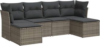 vidaXL Vidaxl - Set De Muebles De Jard&iacute;n 6 Pzas Y Cojines Rat&aacute;n Sint&eacute;tico Gris