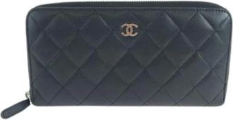 Chanel Pre-owned Wallets, female, Black, Size: ONE SIZE Pre-owned Lambskin Matelasse Coco Mark Long Wallet