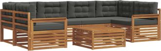 vidaXL Conjunto De Sof&aacute;s De Exterior 7 Uds. Natural Y Antracita Vidaxl