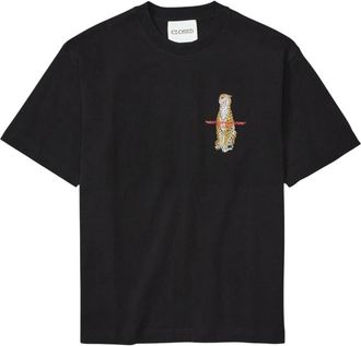 Closed Closed, T-Shirts, male, Black, Size: S Short Sleeve Regular Fit T-shirt with Front Print