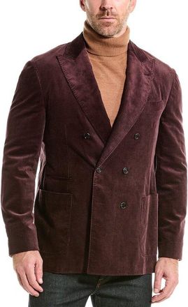 Brunello Cucinelli Dark Purple Double Breasted Blazer, Brand Size 48 (US Size 38)