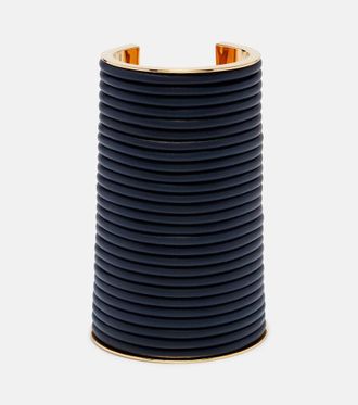 Alaia Leather-trimmed cuff bracelet