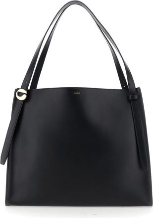Coperni Black Shoulder Bag With Logo Detail And Logo Lettering On The Front In Leather