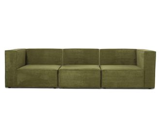 Really Nice Things Sofa 3 plazas Chaiselongue tapizado pana verde
