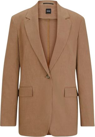 HUGO BOSS Beige linnen blend blazer - Dames - Blazers - Beige - L - Linnen - Jassen