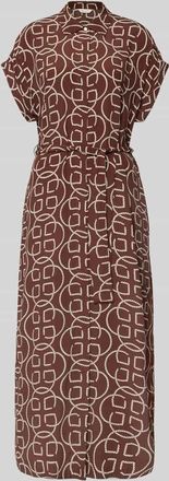 GANT Midikleid aus Viskose mit Bindeg&uuml;rtel in Mittelbraun, Gr&ouml;&szlig;e 36