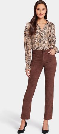 NYDJ Sheri Slim Broek Bruin Faux Suede | Donker Chocolade