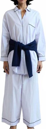 Chan Luu Robin Poplin Set In White/ Lilac