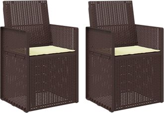 vidaXL Sillas De Comedor De Jard&iacute;n 2 Uds. Marr&oacute;n Y Crema Pp Vidaxl