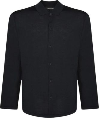 Emporio Armani Capsule Shirt - Heren - Casual Overhemden - Blauw - S - Wol - Overhemden