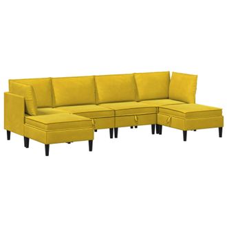 vidaXL Juego De Muebles De Sal&oacute;n Con Coj&iacute;n 6 Pcs Amarillo Terciopelo Vidaxl