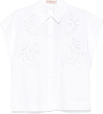 Twinset Witte Blouse Set Stijlvol - Dames - Overhemden - Wit - 2XL - Katoen - Overhemden