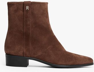 Tommy Hilfiger Womens Suede Zip Ankle Boot - Brown - US 6 / EU 36