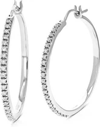 Vir Jewels 1/4 cttw Lab Grown Diamond Hoops Earrings in Sterling Silver With Notched Post For Women