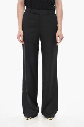Celine Wool Trousers TOMMY Straight-Leg With Satin Side Stripes size 44