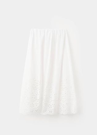 Mango Gonna midi dettagli ricamati bianco sporco - Donna - XS - MANGO