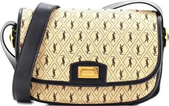 Saint Laurent Flap Satchel Monogram All Over Canvas and Leather Medium shoulder bag - Zwart