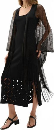 Joseph Ribkoff Woven Open Stitch Draped Cover Up In Black
