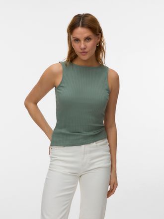 Vero Moda Shirttop VERO MODA VMRUBY SL TOP JRS NOOS, Damen, Gr. XL, laurel wreath, Jersey, Obermaterial: 93% Baumwolle, 7% Elasthan, unifarben, normal normal, U