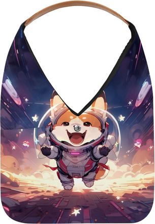 Generic Cute Space Dog Reusable Lightweight Grocery Bags - Foldable Into Compact Pouch, Washable & Sturdy, Multipurpose for Shopping and Travel