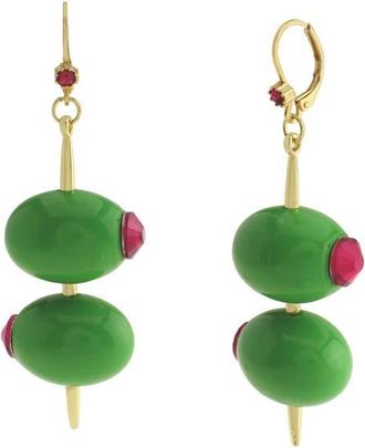 Betsey Johnson Olive Leverback Earrings in Green at Nordstrom