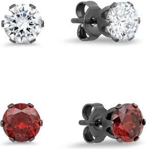 Steeltime Set of 2 Assorted Stud Earrings in Black/Red at Nordstrom Rack