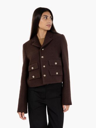 Semicouture Giacca chanel con bottoni oro marrone