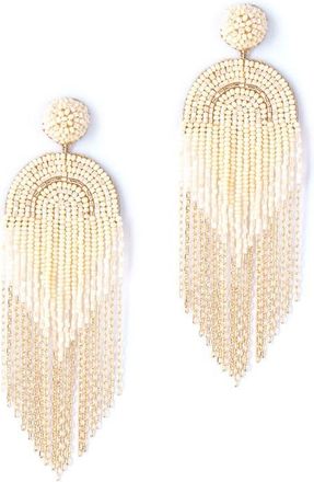 Deepa Gurnani Circe Beaded Fringe Drop Earrings in Yellow at Nordstrom
