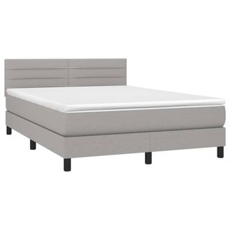 vidaXL Vidaxl - Cama Box Spring Con Colch&oacute;n Tela Gris Claro 140x200 Cm