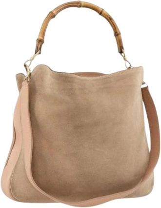 Gucci Pre-owned Handbags, female, Beige, Size: ONE SIZE Pre-owned Vintage Suede Shoulder Bag