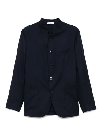 Boglioli band-collar blazer - men - Viscose/Polyester/Virgin Wool - 50 - Blue