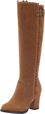 Kesyoo Women Knee-High High-Heeled Long Knight Boots Side Zipper, Warm Autumn Winter Tall Tube Female Boots in Light Brown Uk 40