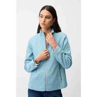 Joseph Ribkoff Denim Jacket With Allover Sequins in Sky Blue at Nordstrom, Size X-Small